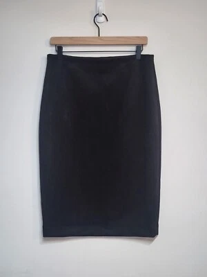 NWT BCBGMAXAZRIA Lyric Faux Suede Pencil Skirt Size L Black Below Knee Pull On - Image 1 of 4