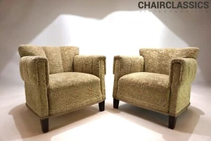 Art Deco 2er Set Jacquard Samtstoff Loungesessel, 1930 - Bild 1 von 24