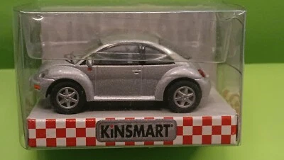 VW New Beetle (silver) pullback mechanism 1/64 ca (diecast-metal) Kinsmart - Immagine 1 di 3