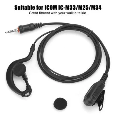 G-Shaped Walkie Talkie Headset Waterproof Earpiece for ICOM IC-M33 M34 Radio - Image 1 of 4