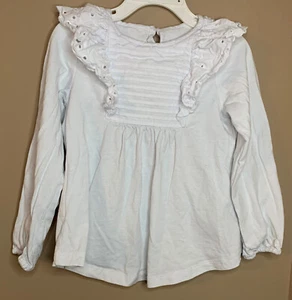 Blusa para niñas talla XS 4-5 - blanca manga larga con encaje - PRCP - Imagen 1 de 3