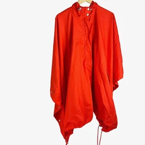 Woman Within Red Women's Large Poncho Hooded Jacket With Zippers, Snaps Size 0 - Picture 1 of 4