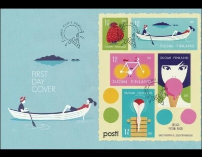Finland - "SUMMER TIME ~ BOATING ~ CYCLING ~ ICE CREAM ~ SWIMMING" FDC 2015 - Image 1 of 4