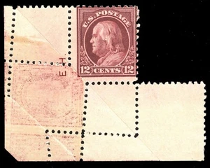 MOMEN: US BRIEFMARKEN #474 VAR. EINZIGARTIGES FALTGUMMI AUF DER VORDERSEITE LOT #72526 - Bild 1 von 2