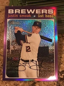 2020 Topps Heritage High Number Justin Smoak Purple Chrome Refractor #533 - Picture 1 of 2