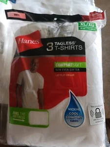 *NEW  3 Hanes  Tagless  Cool Comfort  White Undershirts  T Shirts  Mens XL  Soft - Picture 1 of 3