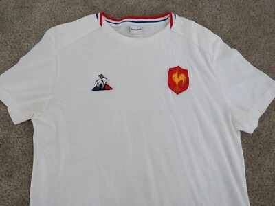 Le Coq Sportif FFR France Rugby white patch short sleeve Team Shirt Jersey L men - Image 1 of 4