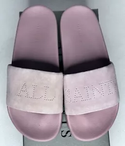 NWB AllSaints Womens Slide Sandals Blush 7M Karli Suede Leather 34ZW0187-BU2 - Picture 1 of 5