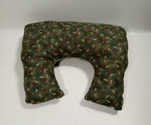 Dark Green Bees/Apples U Shaped Travel Pillow Head & Neck Support - Handmade - Picture 1 of 4