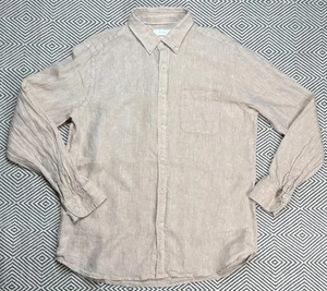 Porter & Ash Men's Light Brown 100% Linen Button Down Long Sleeve Shirt Size XL - Picture 1 of 9