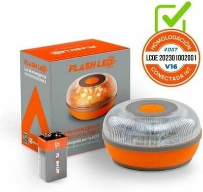 FlashLED Luz de Emergencia V16 Certificada DGT 3.0, con Geolocalización, App Inc - Imagen 1 de 4