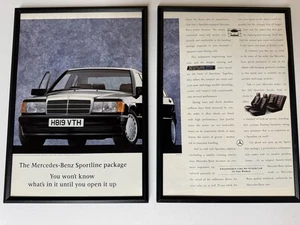 FRAMED Original 1991 W201 Mercedes Benz 190 Sportline Magazine Advert Retro Rare - Foto 1 di 3