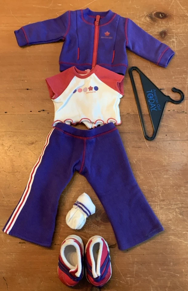 Conjunto de sudadera con cremallera American Girl 2005. Púrpura y Rojo-Vintage Foto 1 de 1