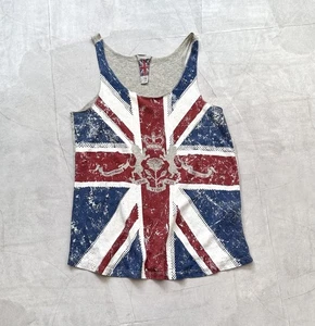 Canotta vintage British Lions bandiera Gran Bretagna glamour isterica atmosfera Galliano Y2K - Foto 1 di 11