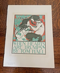 Litografía When Hearts Are Trumps de Tom Hall Art Nouveau estilo Will Bradley c 1 - Imagen 1 de 8