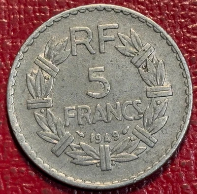 HIGH GRADE 1949 FRANCE 5 FRANCS COIN-AGT312 - Image 1 of 2