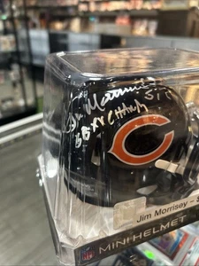 Jim Morrisey Chicago Bears Signed Mini Helmet Beckett Witness Inscription - Picture 1 of 8