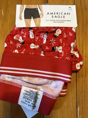 Трусы мужские American Eagle XL 4,5 дюйма ультрамягкие боксерские средней длины снеговик НОВЫЕ - Изображение 1 из 4