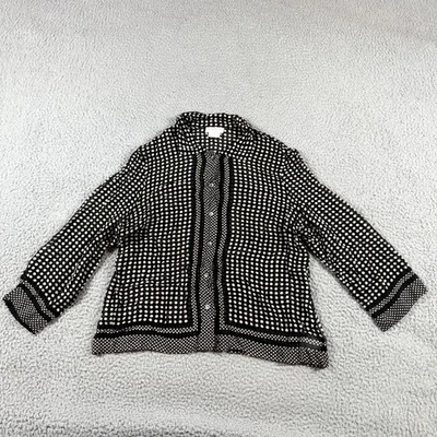 Liz Claiborne Womens Long Sleeve Button Up Top Blouse Black Polka Dot Size 14 - Image 1 of 4