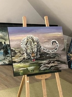 Wunderschönes Acryl Bild handgemalt mit  Leopard Unikat - Bild 1 von 4