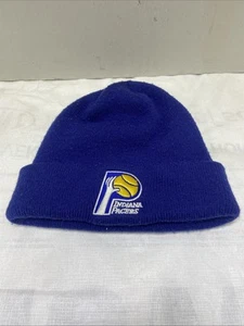 (N4) Cappello berretto berretto NBA Indiana Pacers LOGO maglia con polsini blu navy - Foto 1 di 2