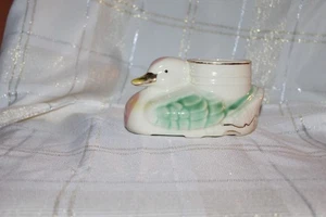 VINTAGE-ANTIKES ENTENÜBERTOPF SELADON GRÜN & GOLD ZUNFTBESATZ GERINGELT ÖFFNUNG WHOW - Bild 1 von 12