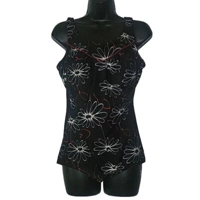 Купальник цельный Anita комфортный с цветочным принтом черный плюс размер 16 летний пляж - Изображение 1 из 4