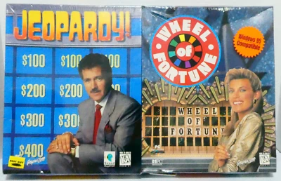New Sealed 2 Pack Big Box Wheel of Fortune Jeopardy Imagesoft 1995 PC CD - Image 1 of 4