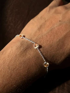 Minimalist Sterling Silver Round/Heart/Pear/oval Zircon Chain,Bracelet Chain - Picture 1 of 6