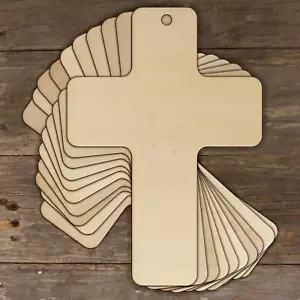 10x Christliches Kreuz aus Holz mit Traube Design Bastelform 3 mm Sperrholz - Bild 1 von 4