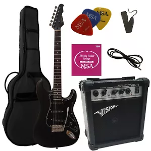 E GITARRE SET ELEKTROGITARRE ST5 MATT SCHWARZ VERSTÄRKER EA15 TASCHE ZUBEHÖR xxx - Bild 1 von 8