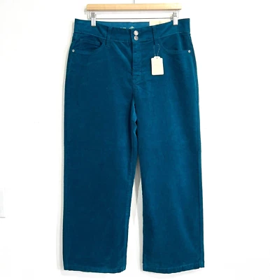 Pantalones St. Johns Bay para mujer 14P pana fina verde azulado tiro alto pierna ancha preppy Foto 1 de 4