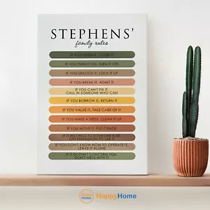 Personalized Family Rules Sign Wall Art Custom Our Family Rules Home Decor -PD31 - Picture 1 of 17