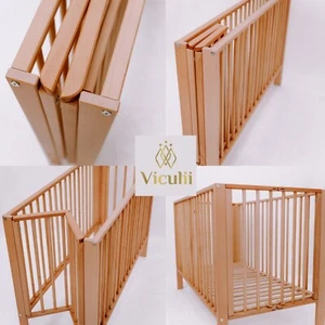 New Wooden Orrin Baby Natural Foldable Cot – optional Fibre Mattress 120x60x10cm - Picture 1 of 11