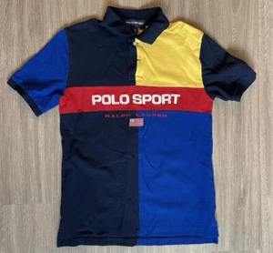 VTG Polo Ralph Lauren Color Block YOUTH L Polo Shirt Sportswear Preppy - Picture 1 of 4
