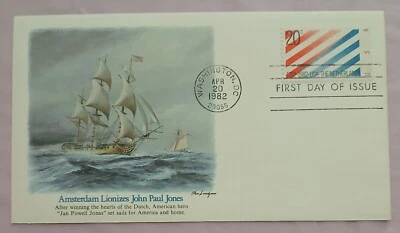 U.S - 1982 - WASHINGTON D.C  -AMSTERDAM LIONIZES JOHN PAUL JONES FDC - Image 1 of 2