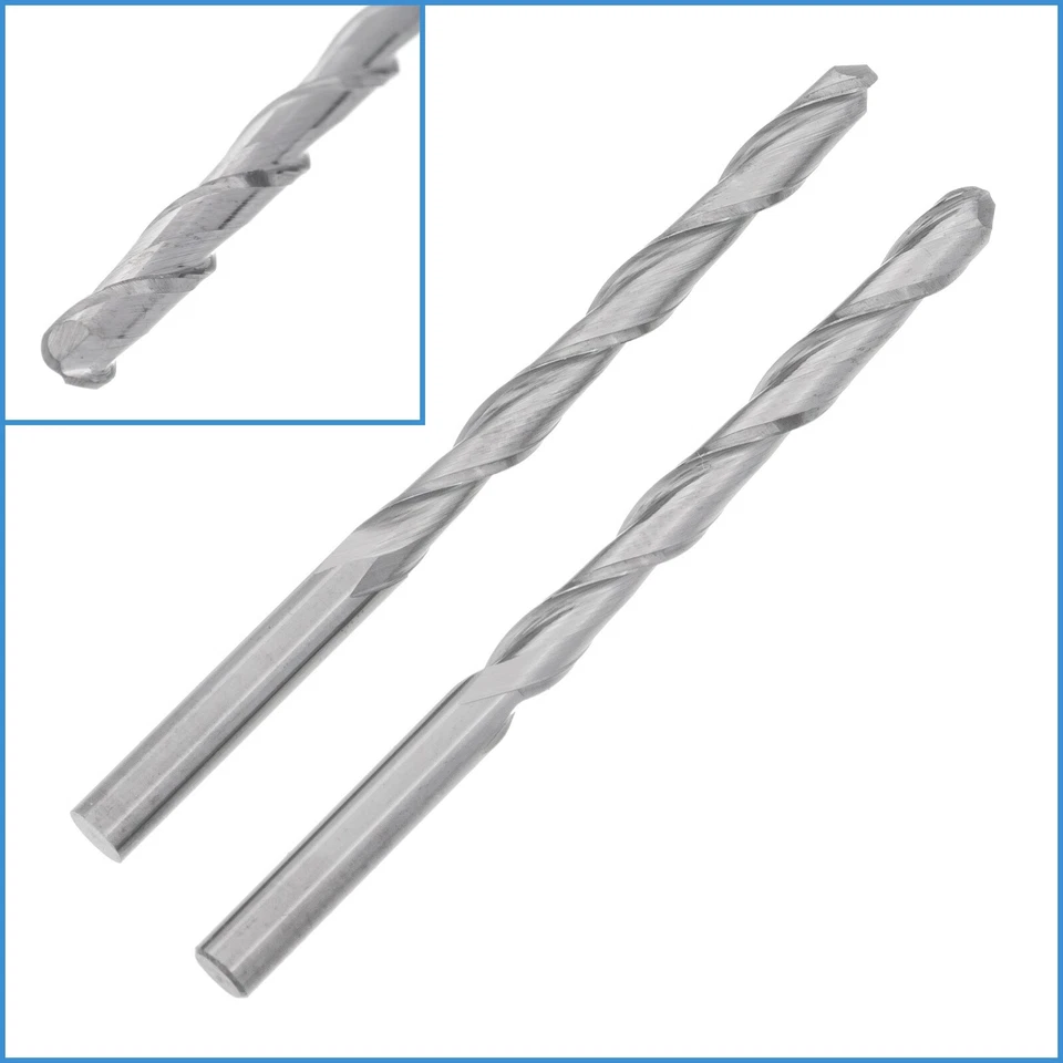 2pcs 3.175mm x 32mm Carbide Spiral Ball Nose Router Bit Engrave End Mill Tool - image 1 of 3
