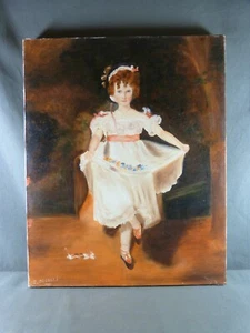 Oil on canvas Portrait of Miss Murray after Thomas Lawrence, reproduction signed - Picture 1 of 9