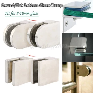 304 Stainless Steel Flat Round Glass Clamp Holder Bracket for Balustrade 8-10mm - Picture 1 of 16