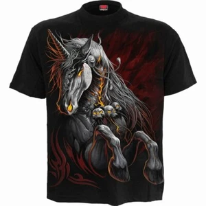 Camiseta gótica Spiral Direct Infernal Unicornio mítico caballo fuego fantasía T195M101 - Imagen 1 de 3