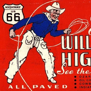 c1940 Will Rogers Highway Route 66 Label Inter-Tribal Indian Ceremonial Gallup - Imagen 1 de 3