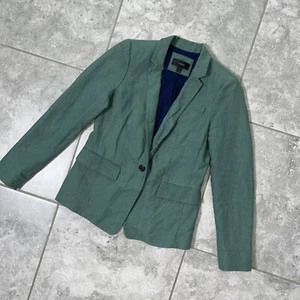 J Crew Regent Leinen Einreiher Knopf Blazer Jacke B8430 Grün Klassisch 6 - Bild 1 von 19