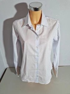 MILANO ITALY Hemd Bluse DONNA hellblau gestreift  Gr. 38  Baumwolle Langarm  NEU - Picture 1 of 5