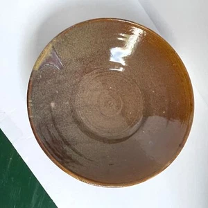 Vintage 8.75" Brown Drip Gloss Glaze Signed Art Studio Pottery - Picture 1 of 6