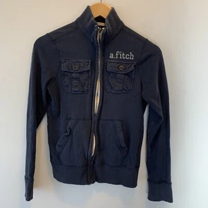 Abercrombie and Fitch Kids Muscle Zip up Sweatshirt Jacket Size M Navy Blue - Picture 1 of 8