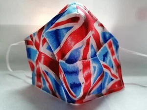 MASCHERA VISO UNION JACK DESIGN UK FATTA A MANO IN COTONE, UNISEX ADULTO - Foto 1 di 5