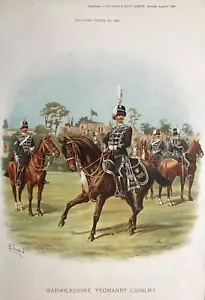 Stampa antica 1898; The Warwickshire Yeomanry Cavalry dopo R. Simkin - Foto 1 di 3