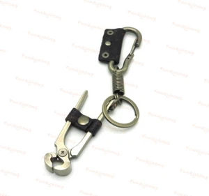 New Rock Punk Style Leather Gun Metal Clamp Charm Key Fob  Keychain  - Picture 1 of 1
