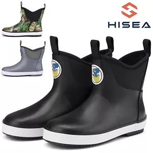 HISEA Toddler Kids Ankle Deck Boots Dinosaur Print Waterproof Slip On Rainboots - Picture 1 of 45