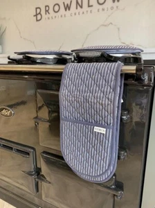 Guante de horno doble a rayas gris esterlina - adecuado para cocina de gama Aga - Imagen 1 de 1